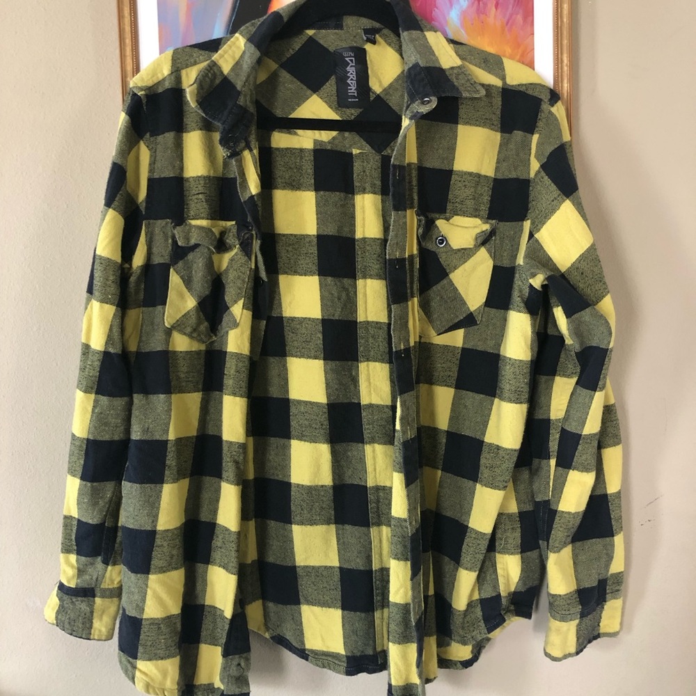 Neon And Black Checkered Button Down - image 1